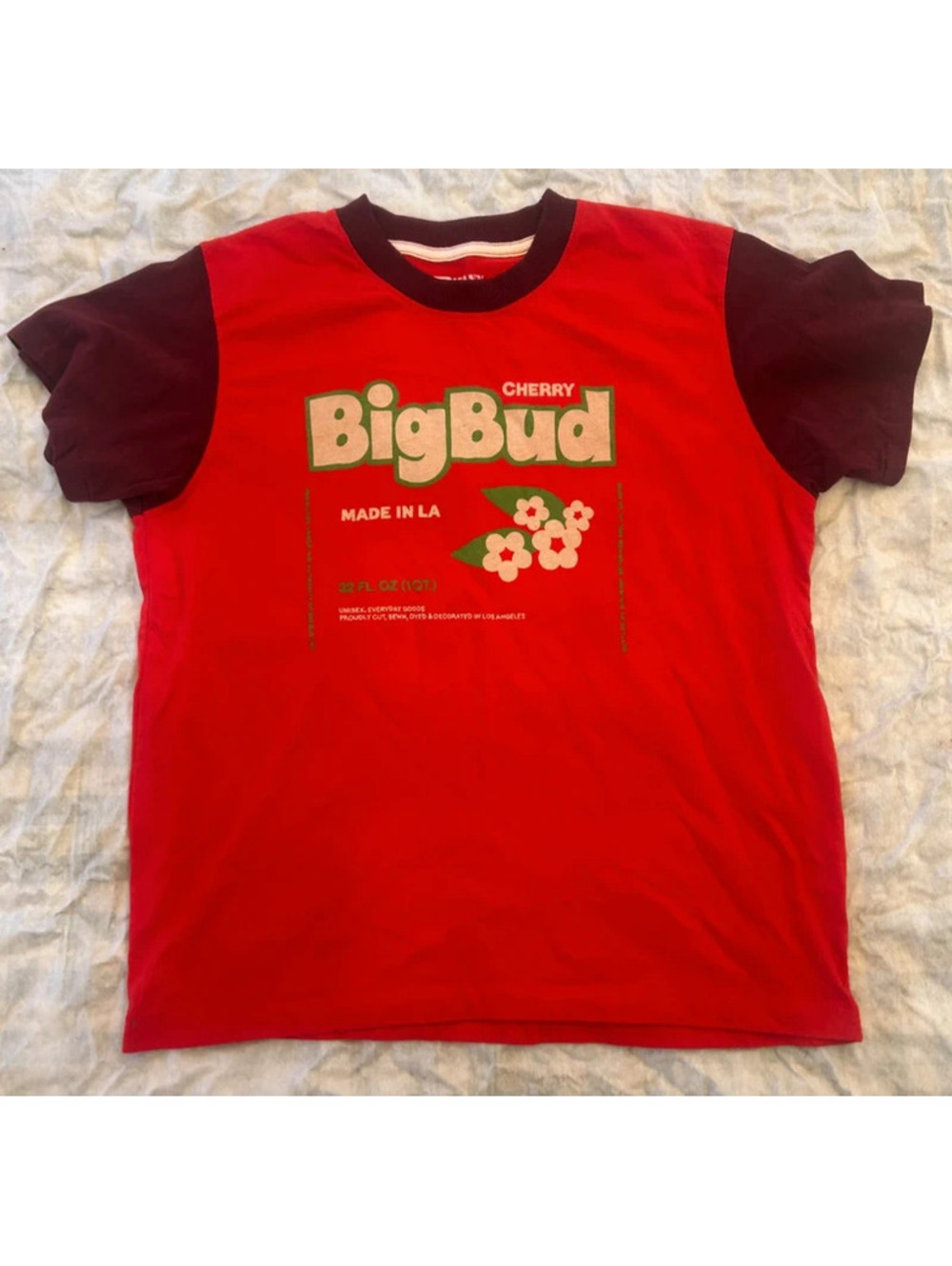 Vintage Many Colors Cherry Big Bud Press Size S Ringer Tee